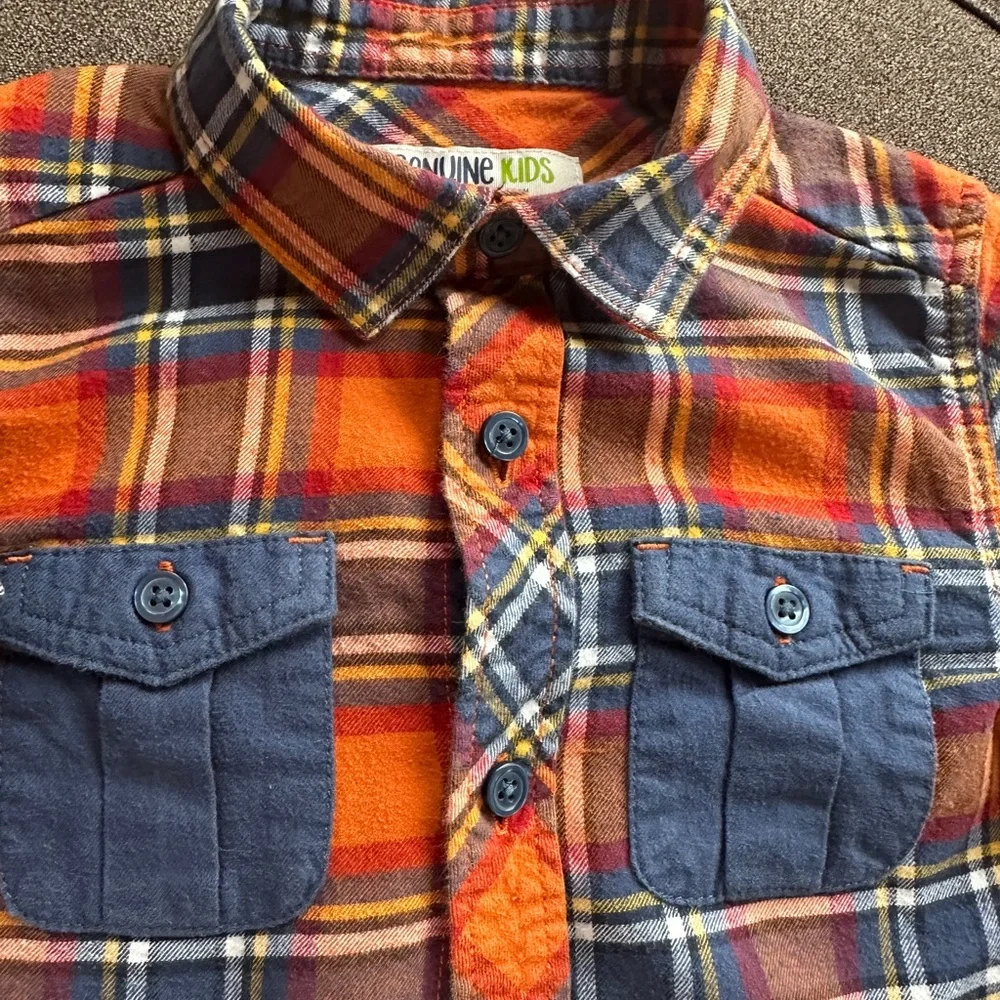OshKosh B'gosh Plaid Flannel Shirt - Orange and Blue